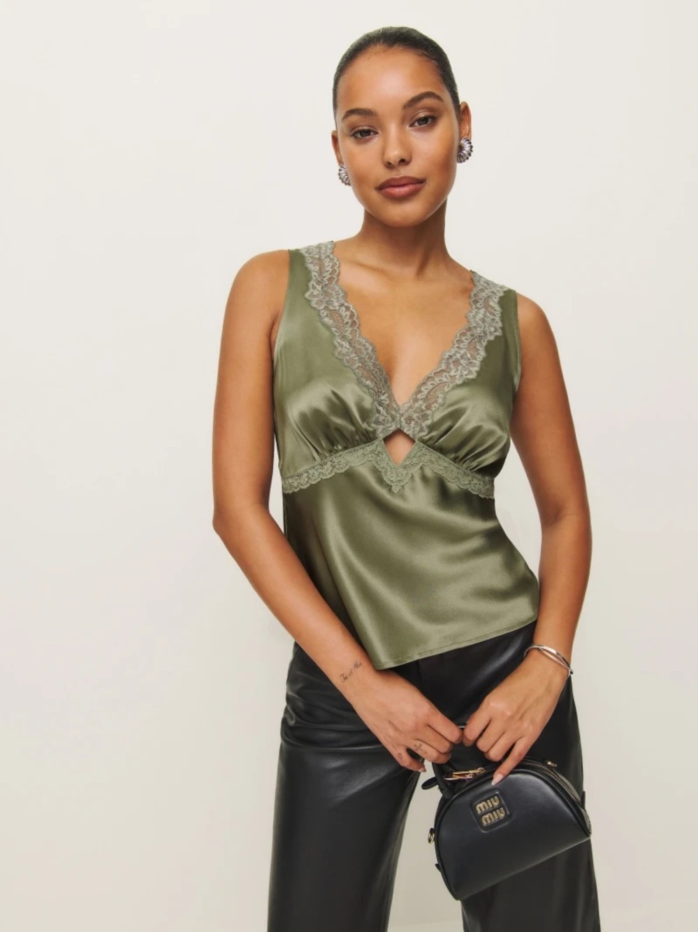 NWOT Reformation Aliceyn Silk Top